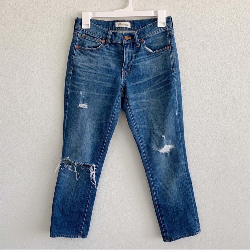 Madewell The Slim Boyjean Jeans Distressed Medium Wash